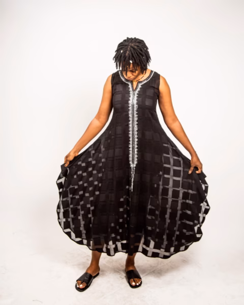Black SWV  silver Embroidered patapater