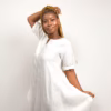 Embroidered Patapater in white linen