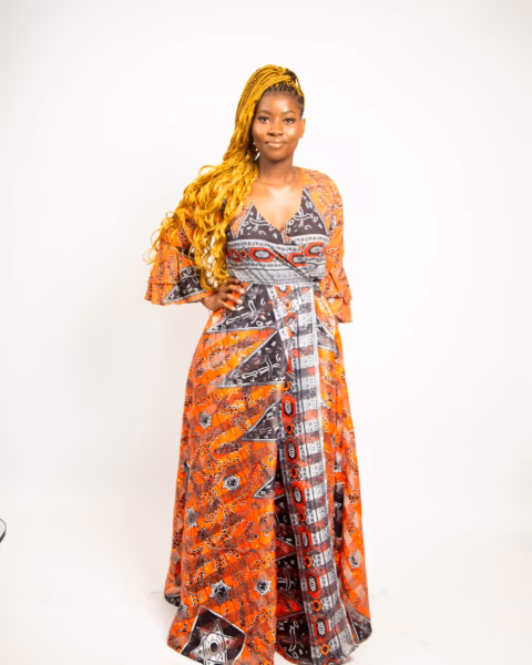 Selasi Wrap dress Mixed pattern Brown