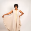 Embroidered Patapater in cream linen