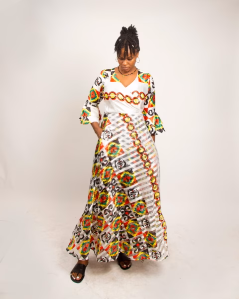 Selasi Wrap dress Colored on White