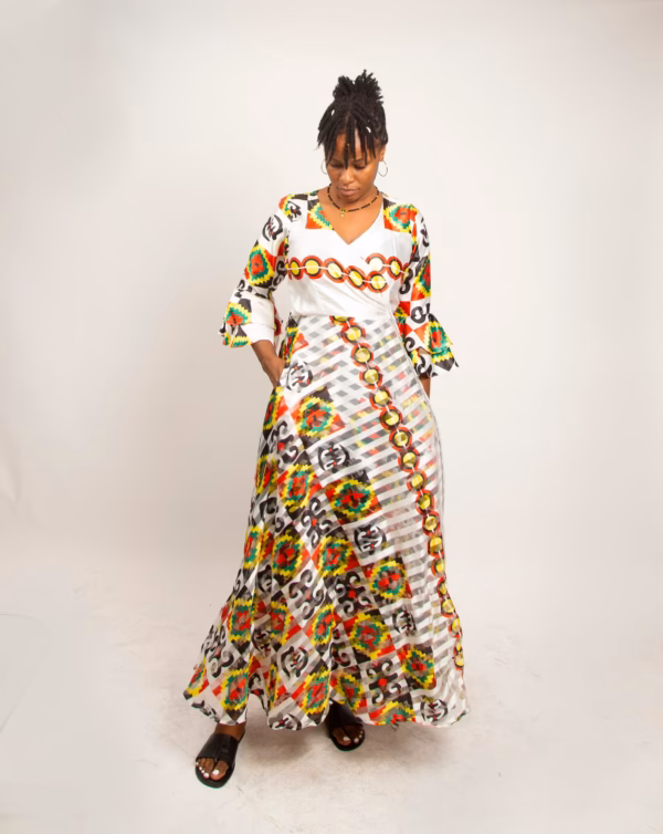 Selasi Wrap dress Colored on White
