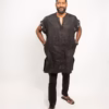 Yawvee pleated v neck in black linen