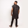 Yawvee pleated v neck in black linen