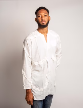 Kojo Antwi’s long sleeves cream cotton