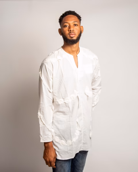 Kojo Antwi's long sleeves cream cotton