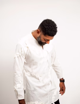 Kojo Antwi’s long sleeves cream cotton