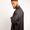 African Black Jap in black linen long sleeves