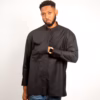 African Black Jap in black linen long sleeves