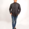 African Black Jap in black linen long sleeves