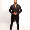 IMG_9406 Long sleeves Pleated V neck black linen
