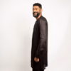 IMG_9412 Long sleeves Pleated V neck black linen