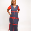 Adinkra-Ayeevi in linen Blue
