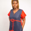Adinkra-Ayeevi in linen Blue
