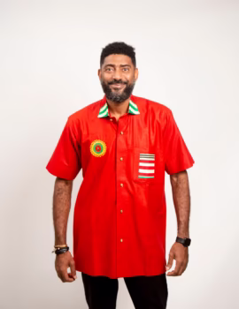 Kente  phioo ~ko   ( Red cotton short sleeves shirt)