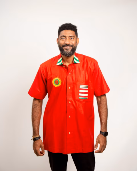 Kente  phioo ~ko   ( Red cotton short sleeves shirt)
