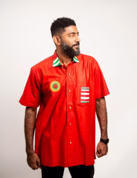 Kente  phioo ~ko   ( Red cotton short sleeves shirt)