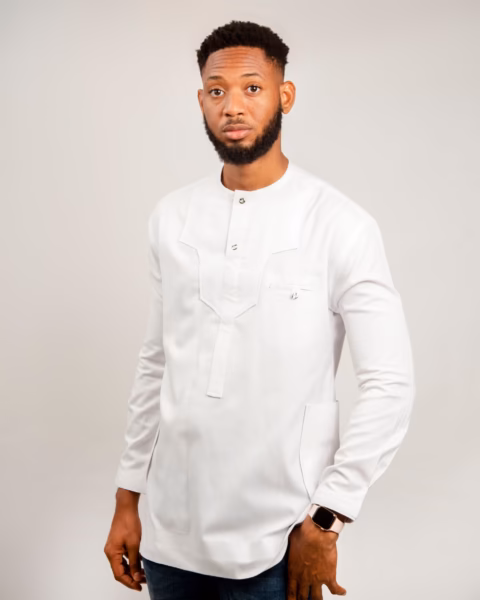 White Kaftan senator mawuli in long sleeves