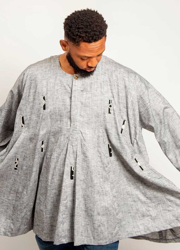 Ash Linen fugu with Bogolan trims